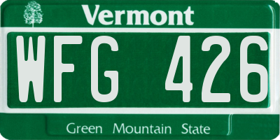 VT license plate WFG426