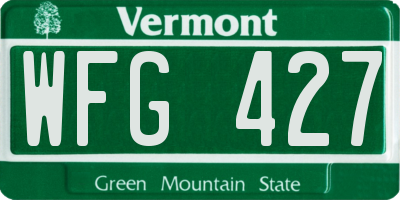 VT license plate WFG427