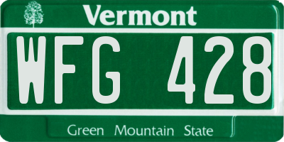 VT license plate WFG428