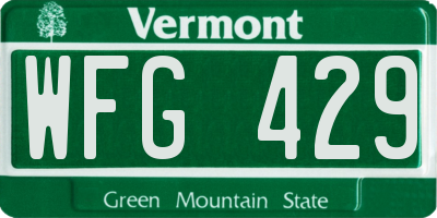 VT license plate WFG429
