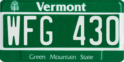 VT license plate WFG430