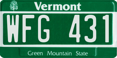 VT license plate WFG431