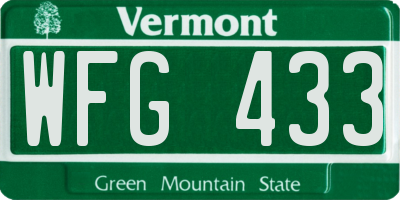 VT license plate WFG433