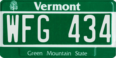 VT license plate WFG434
