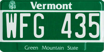 VT license plate WFG435