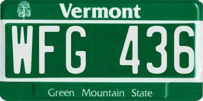 VT license plate WFG436