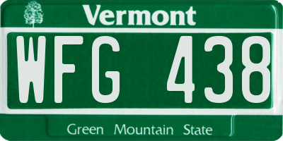 VT license plate WFG438