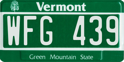 VT license plate WFG439
