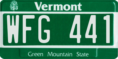 VT license plate WFG441