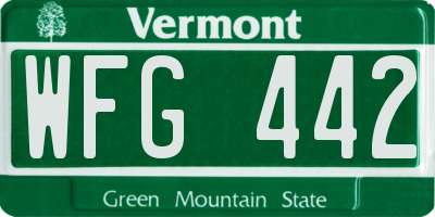 VT license plate WFG442
