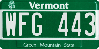 VT license plate WFG443