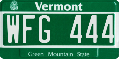 VT license plate WFG444