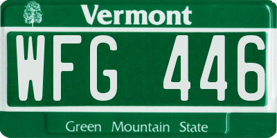 VT license plate WFG446
