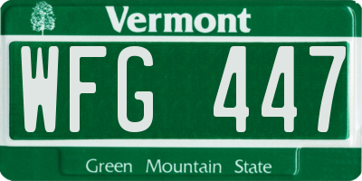 VT license plate WFG447