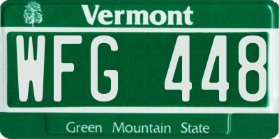VT license plate WFG448