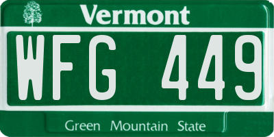 VT license plate WFG449