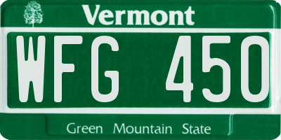VT license plate WFG450