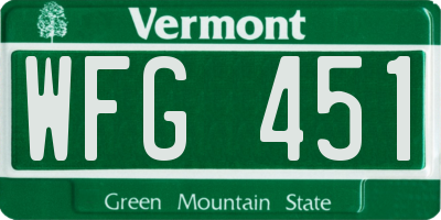 VT license plate WFG451
