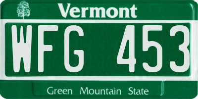 VT license plate WFG453