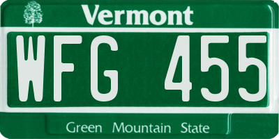 VT license plate WFG455