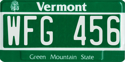 VT license plate WFG456