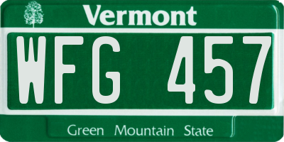 VT license plate WFG457