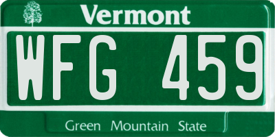 VT license plate WFG459