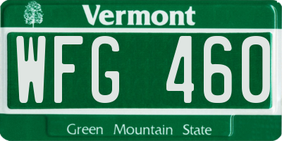 VT license plate WFG460