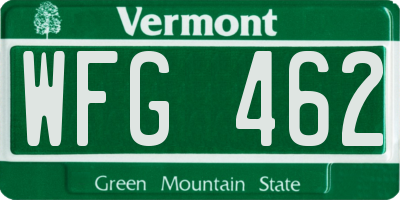 VT license plate WFG462