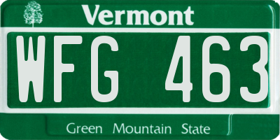 VT license plate WFG463