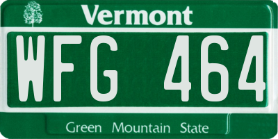 VT license plate WFG464