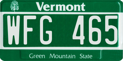 VT license plate WFG465