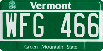 VT license plate WFG466