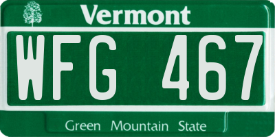 VT license plate WFG467