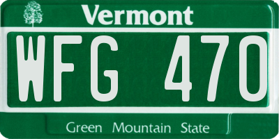 VT license plate WFG470