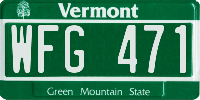 VT license plate WFG471