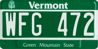 VT license plate WFG472