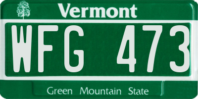 VT license plate WFG473