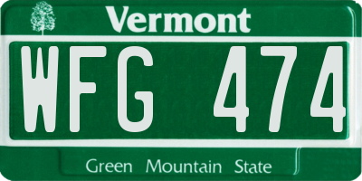 VT license plate WFG474