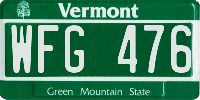 VT license plate WFG476