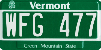 VT license plate WFG477