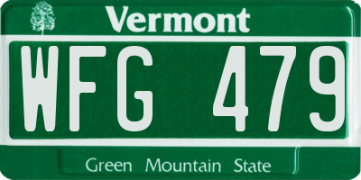VT license plate WFG479