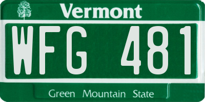 VT license plate WFG481