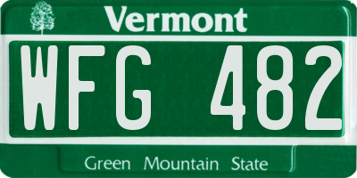 VT license plate WFG482