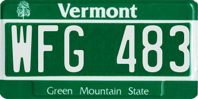 VT license plate WFG483