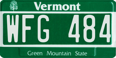 VT license plate WFG484