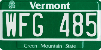 VT license plate WFG485