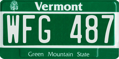 VT license plate WFG487