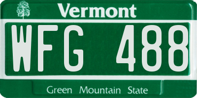 VT license plate WFG488