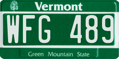 VT license plate WFG489